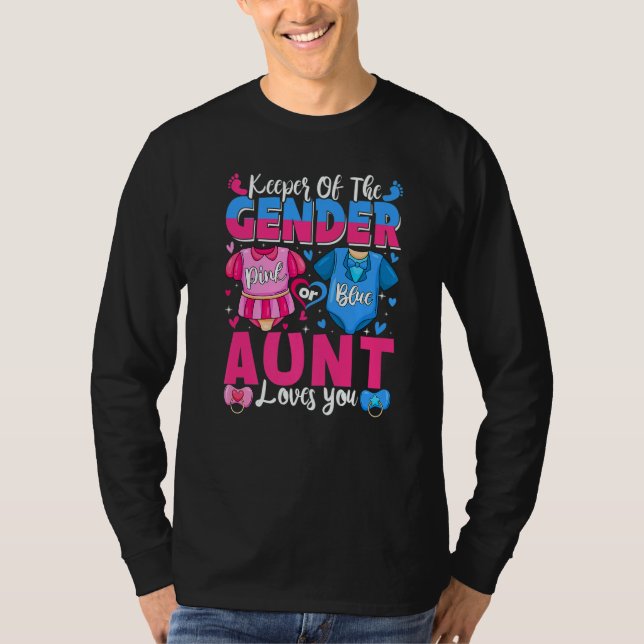 T-shirt Keeper Of Gender Aunt Loves You Pink Or Blue Baby  (Devant)