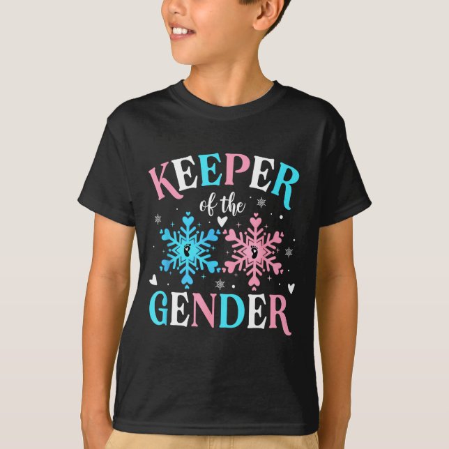 T-shirt Keeper Of The Gender Reveal Baby Snowflake Nk Or B (Devant)