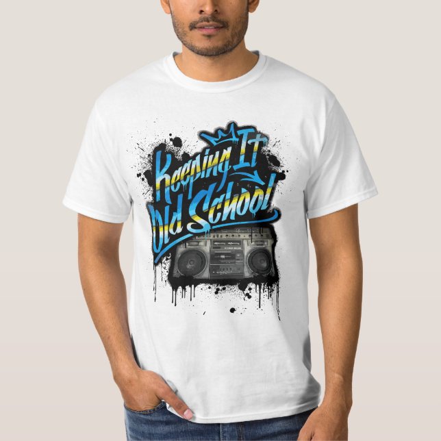 T-shirt Keeping It Old School - Old School Boombox 80s  (Devant)