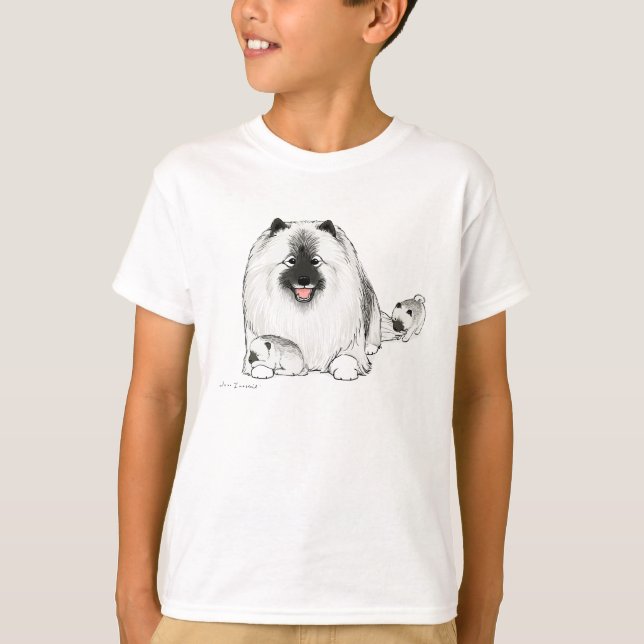 T-shirt Keeshond avec chiots (Devant)