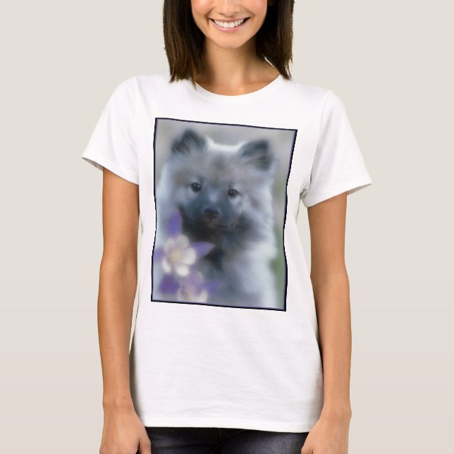 T-shirt Keeshond et Columbine - Photo de chien (Devant)