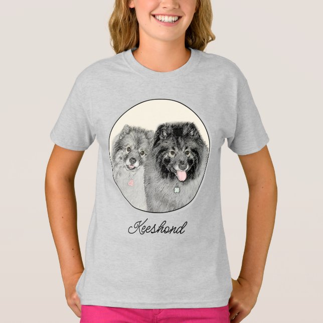 T-shirt Keeshond Graphics Keeshond Maman et son (Devant)
