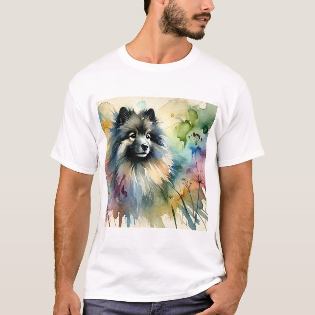 T-shirt Keeshond in Watercolor 150624AREF123 - Watercolor (Devant)