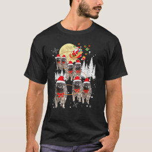 T-shirt Keeshond Reindeer Christmas Moon Père Noël Chien