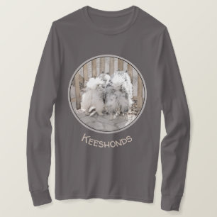 T-shirt Keeshonds at the Gate Painting - Original Dog Art