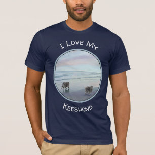 T-shirt Keeshonds at the Seashore Painting Dog Art