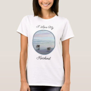 T-shirt Keeshonds at the Seashore Peinture Dog Art