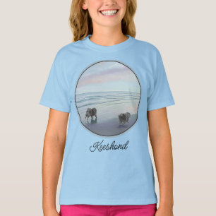 T-shirt Keeshonds au bord de la mer Peinture Art de chien