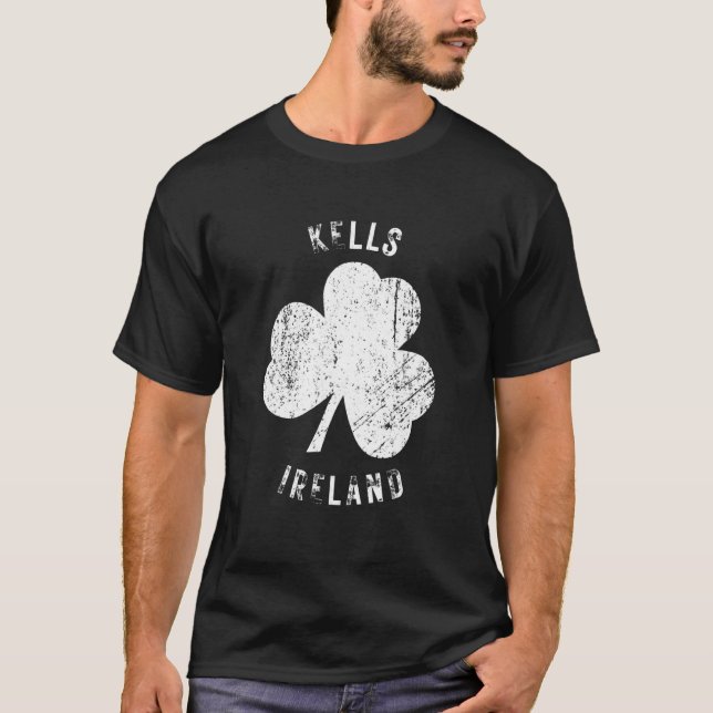 T-shirt Kells Irlande Trèfle Vintage Aspect Étroqué (Devant)