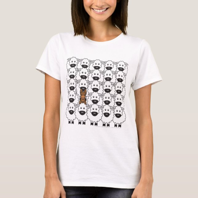 T-shirt Kelpie australien chez les moutons (Devant)