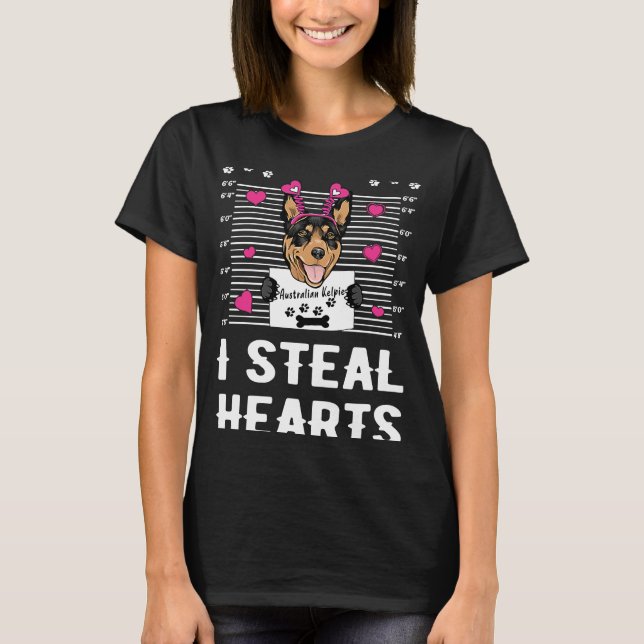 T-shirt Kelpie I vol Coeurs Chien Valentines D (Devant)