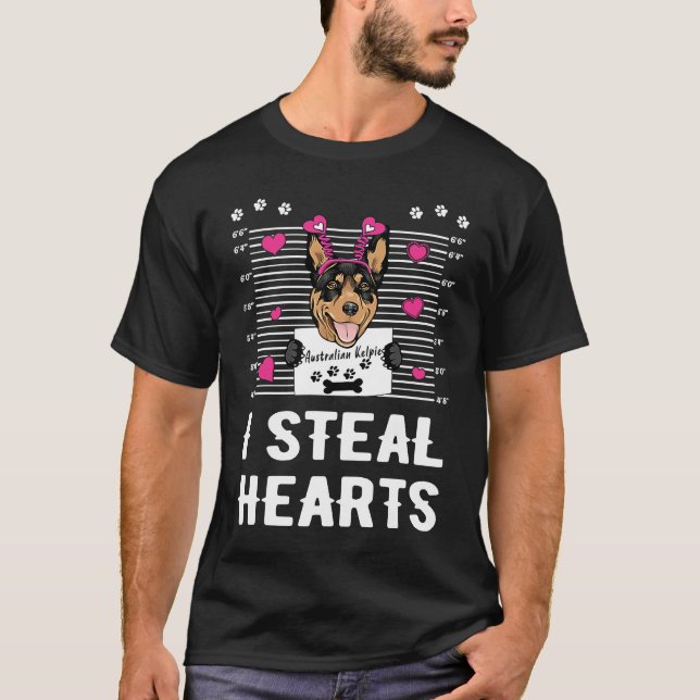T-shirt Kelpie I vol Coeurs Chien Valentines D (Devant)