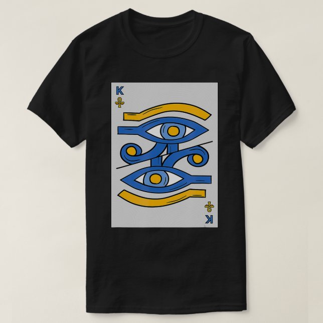 T-shirt Kemetisme Play Card Black Egyptian Eye Of Horus Me (Design devant)