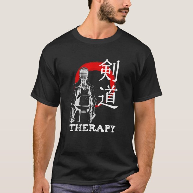 T-shirt Kendo Therapy Kanji Arts martiaux japonais Dojo (Devant)