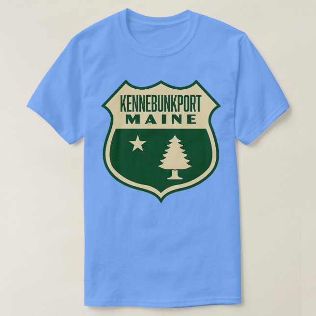 T-shirt Kennebunkport Maine Retro Pine Shield Tan (Design devant)