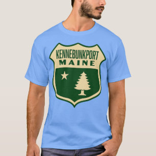 T-shirt Kennebunkport Maine Retro Pine Shield Tan