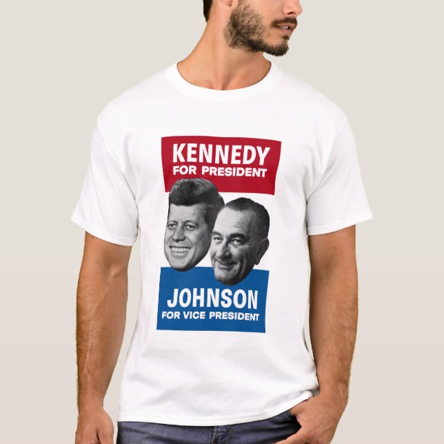 T-shirt Kennedy et affiche 1960 d'élection de Johnson (Devant)
