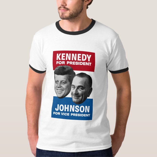 T-shirt Kennedy et affiche 1960 d'élection de Johnson (Devant)