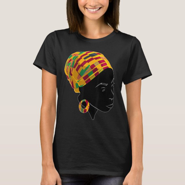 T-shirt Kente Cloth Head Wrap For African American Women (Devant)