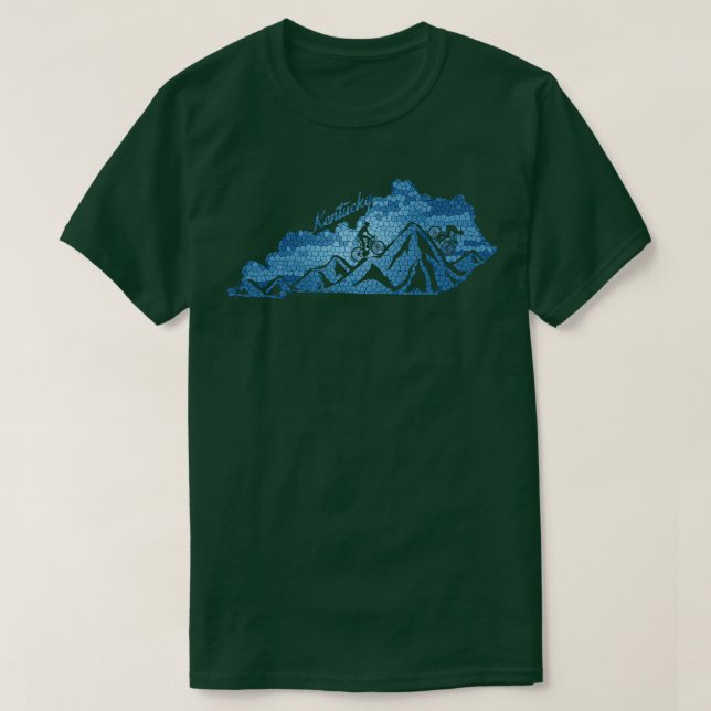 T-shirt Kentucky Mountain Biking Blues State Outline Bike (Design devant)