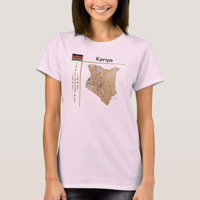 T-Shirt Kenya Carte + Drapeau + Titre (Devant)