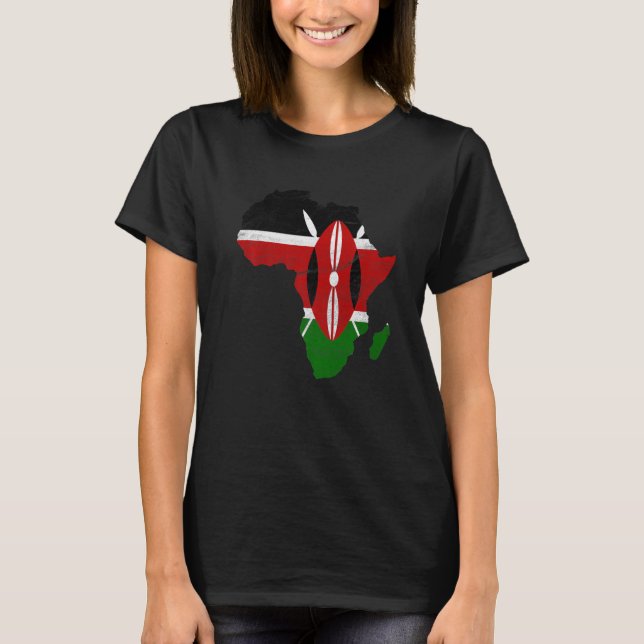 T-shirt Kenya Drapeau Afrique Continent Silhouette Cadeau  (Devant)