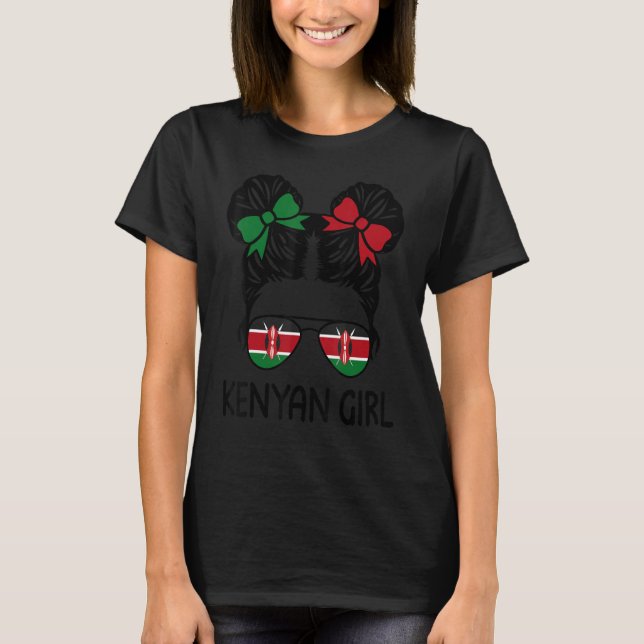 T-shirt Kenyan Girl Messy Bun Kenya Pride Femmes patriotiq (Devant)