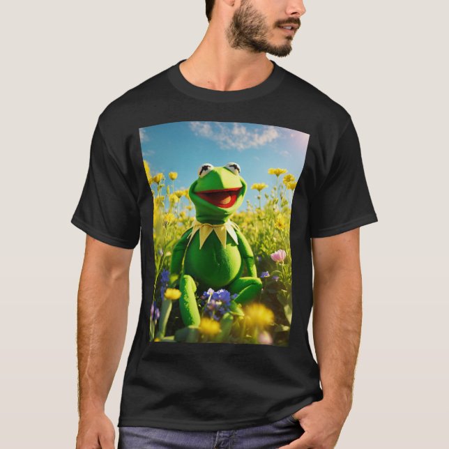 T-shirt Kermit la grenouille, heureuse, légère. (Devant)