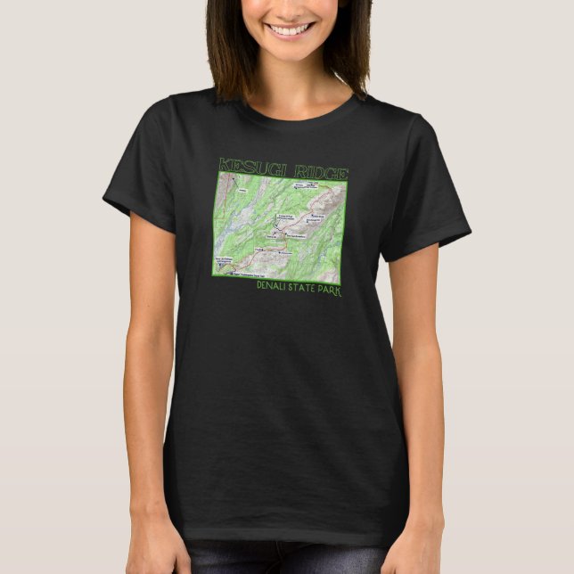 T-shirt Kesugi Ridge Hiking Map Denali State Park Alaska S (Devant)