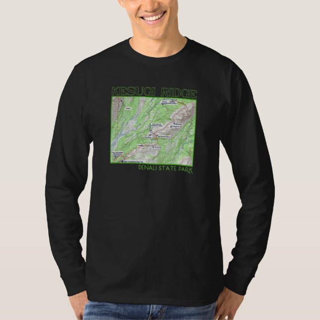 T-shirt Kesugi Ridge Hiking Map Denali State Park Alaska S (Devant)