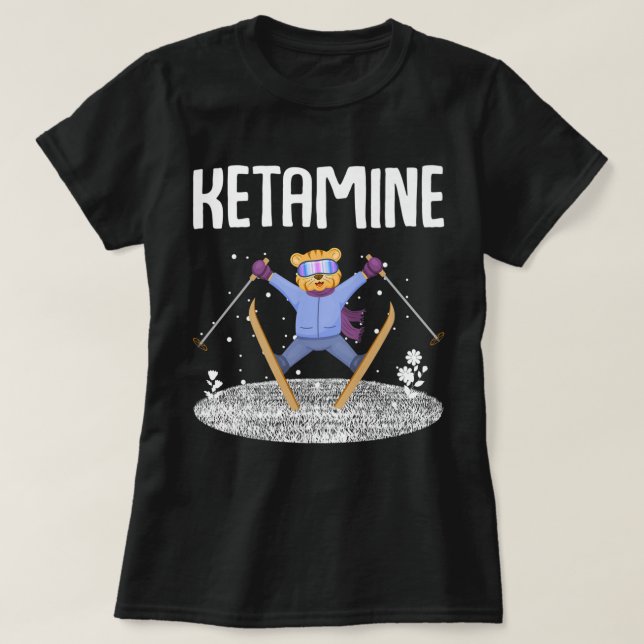 T-shirt Kétamine Skiing Jumping Ours Cadeaux blancs (Design devant)
