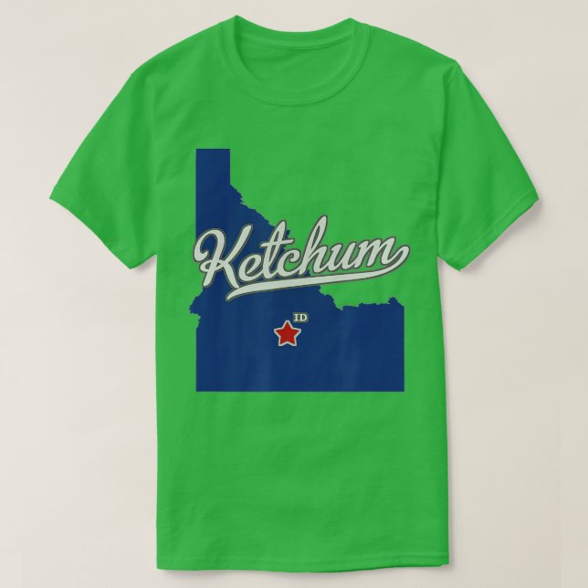 T-shirt Ketchum Idaho ID Map (Design devant)