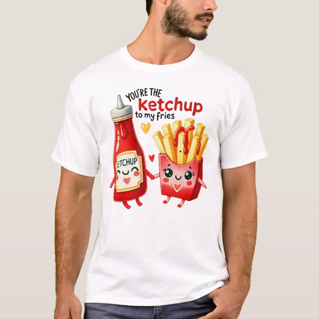 T-shirt Ketchup et frites heureux en duo (Devant)
