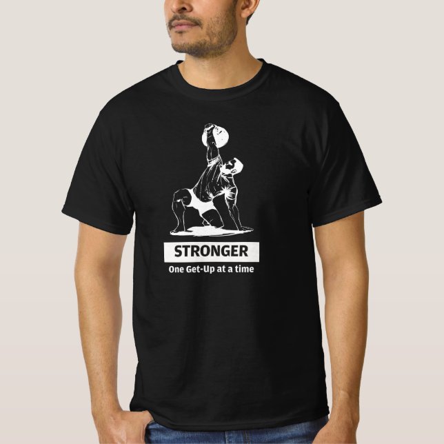 T-shirt Kettlebell noir Stronger (Devant)