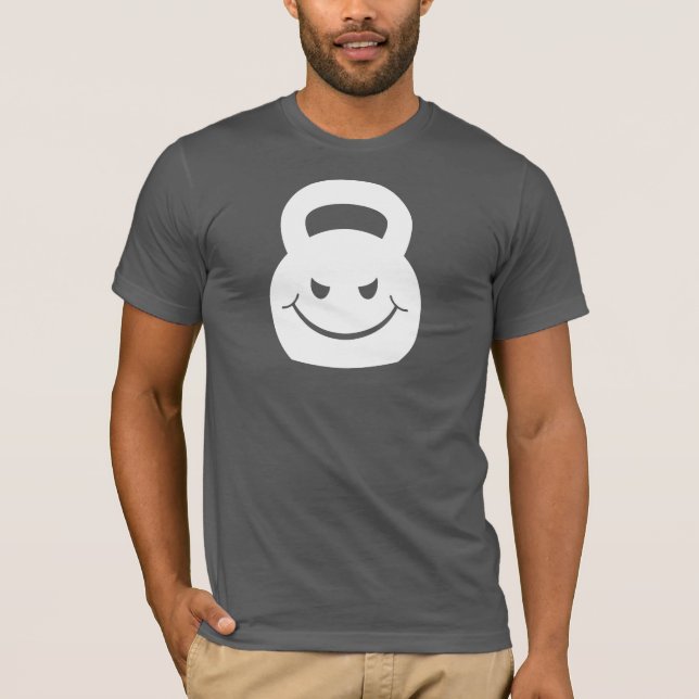 T-shirt kettlebell souriant d'un air affecté de mal (Devant)