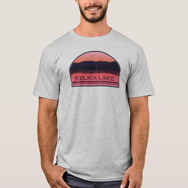 T-shirt Keuka Lake New York Red Sunrise (Devant)