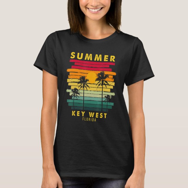 T-shirt Key été West Florida Beach Sunset Retro 1 (Devant)