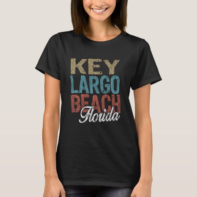 T-shirt KEY LARGO BEACH Florida HIBISCUS & SCRIPT Trois À (Devant)
