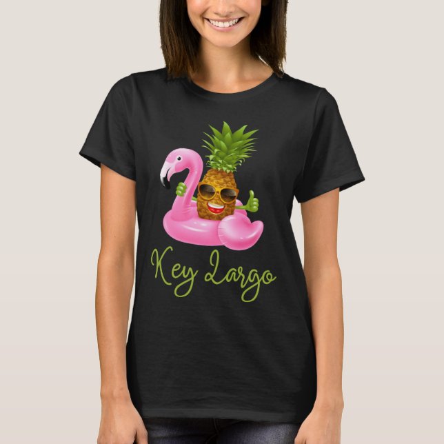 T-shirt Key Largo Florida Beach Tropical  Flamingo Pineapp (Devant)