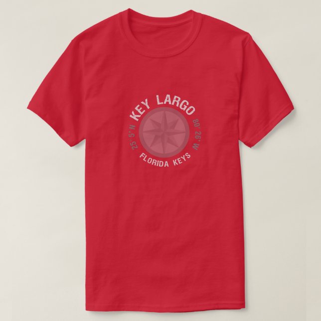 T-shirt Key Largo Florida Keys latitude maritime longitude (Design devant)