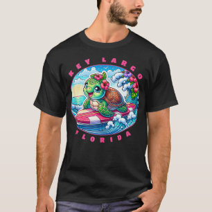 T-shirt Key Largo Floride Cute Surfing Girl Sea Turtle