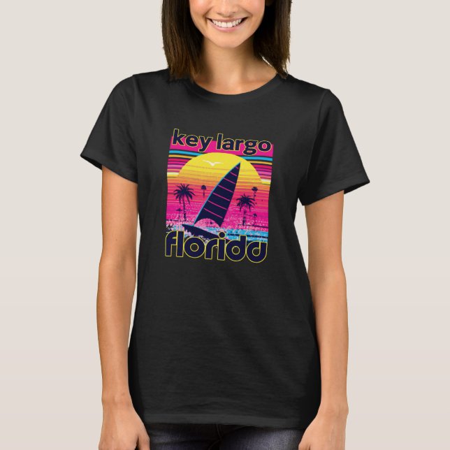 T-shirt Key Largo Retro 80s Style Souvenir Beach (Devant)