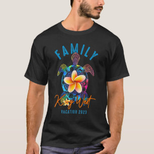 T-shirt Key West 2023 Tie Dye Sea Turtle Theme Famille Vac