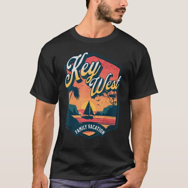 T-shirt Key West Famille Vacances Croisière Correspondant  (Devant)