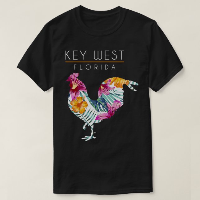 T-shirt Key West Flora Fleur Hibiscus Poulet Lover Sou (Design devant)