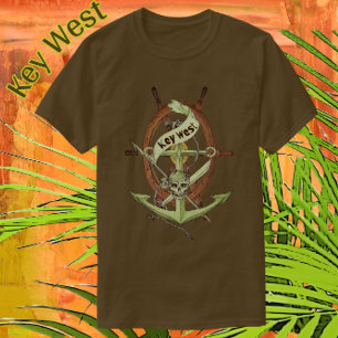 T-shirt Key West Florida Ancre crâne de pirates marins T-S