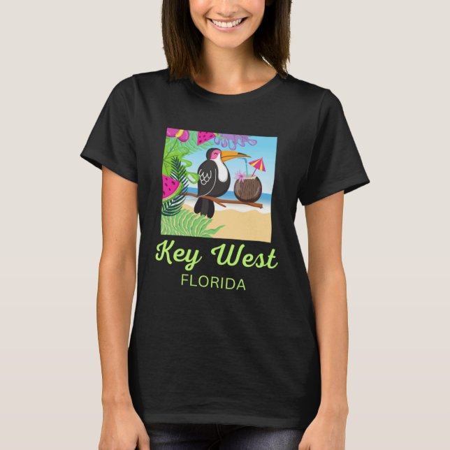 T-shirt Key West Florida Beach Vacation Toucan Trip Matchi (Devant)