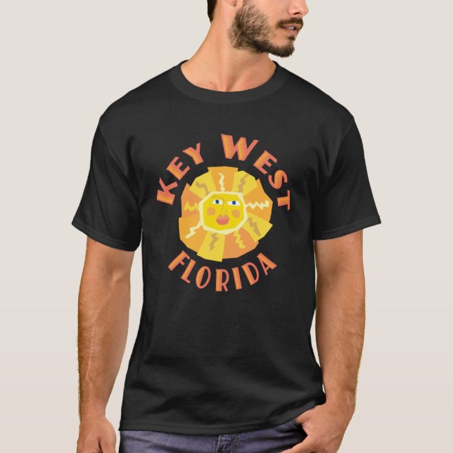 T-shirt Key West Florida Happy Sun Souvenir (Devant)