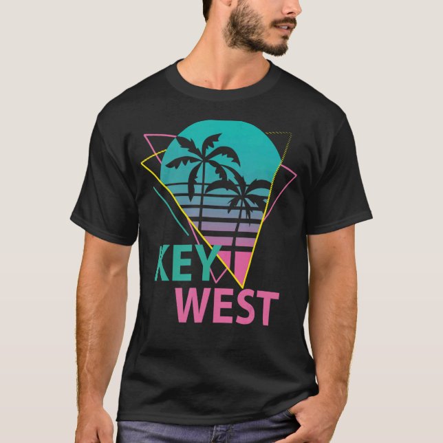 T-shirt Key West Florida Keys Retro Palms Palm Trees Beach (Devant)