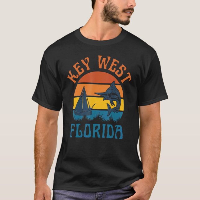 T-shirt Key West Florida Pêche Vintage (Devant)